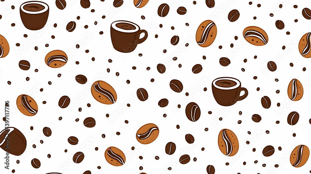 Obraz premium Stylish Modern Coffee Theme Pattern for Digital Backgrounds