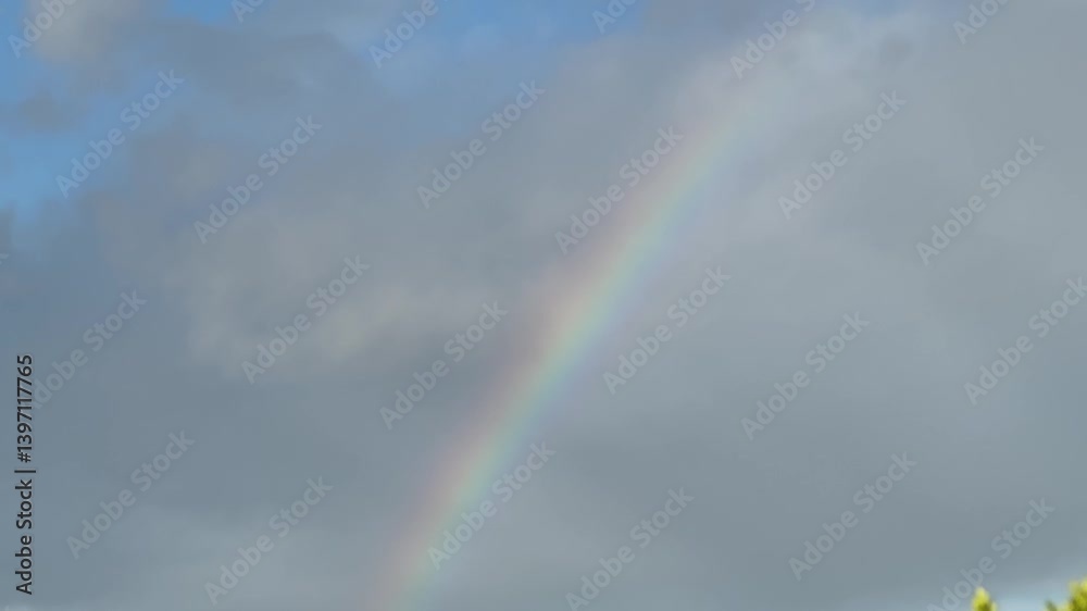 A rainbow in the clouds over Cape Town on an autumn’s day.