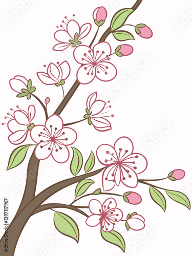 The Still Bloom Vector | Frozen Moment in Cherry Flower Time