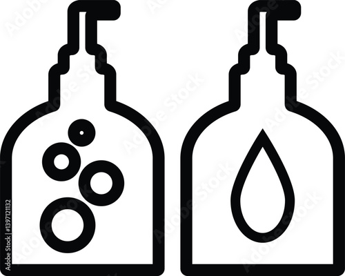 Bottle vector outline. soap bottle - shampoo bottle - Liquid soap - shower gel - lotion.