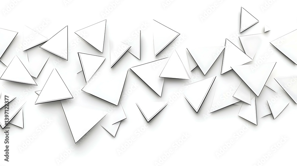 Fototapeta premium Abstract clean white surface with subtle overlapping 3D triangular shapes creating depth and sophistication