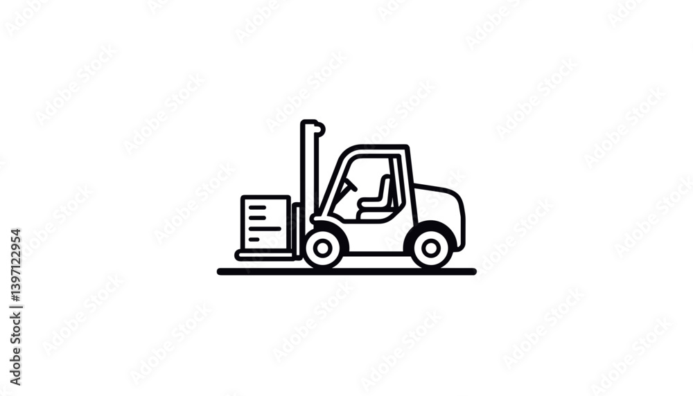 Forklift icon with box – warehouse logistics and transportation symbol Forklift icon with box – warehouse logistics and transportation symbol
