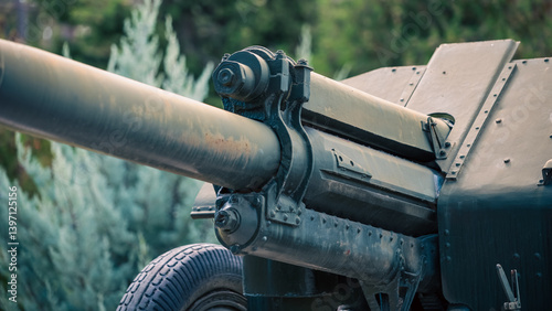 Canvastavla old weapon is an artillery cannon in the war in Ukraine Without soldiers