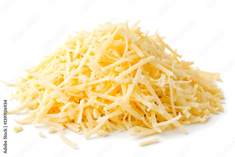 Pile of shredded cheese on a white background food ingredient dairy product. Pile of shredded cheese on a white background food ingredient dairy product.