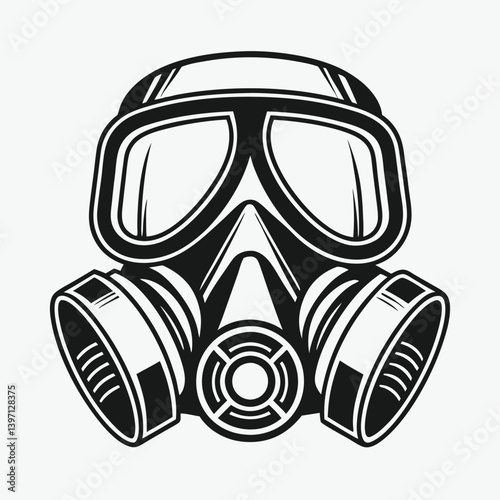 Minimalist Hazard Mask Icon Bold Gas Mask Silhouette for Emergency Use