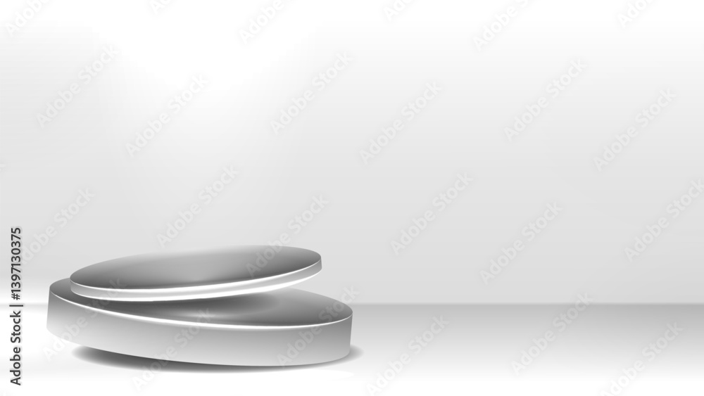 An empty background with a metal podium with studio lighting. An empty background with a metal podium with studio lighting.