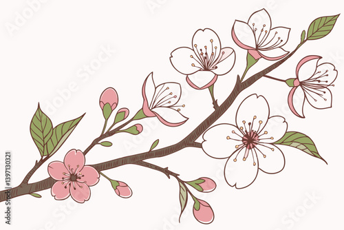Pink Veil Vector | Cherry Blossom Whisper Clipart