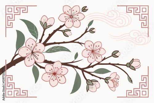 Sakura Minimal Motion Vector | Elegant Petal Flow Clipart