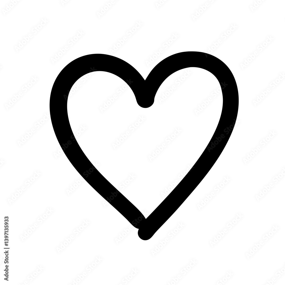 Ícone de coração desenhado à mão com marcador, formato vetorial PNG e SVG, em fundo transparente ou branco