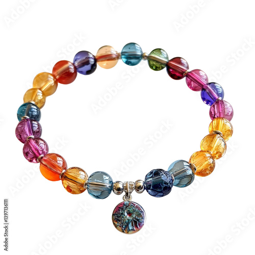 Colorful bead bracelet on a white background