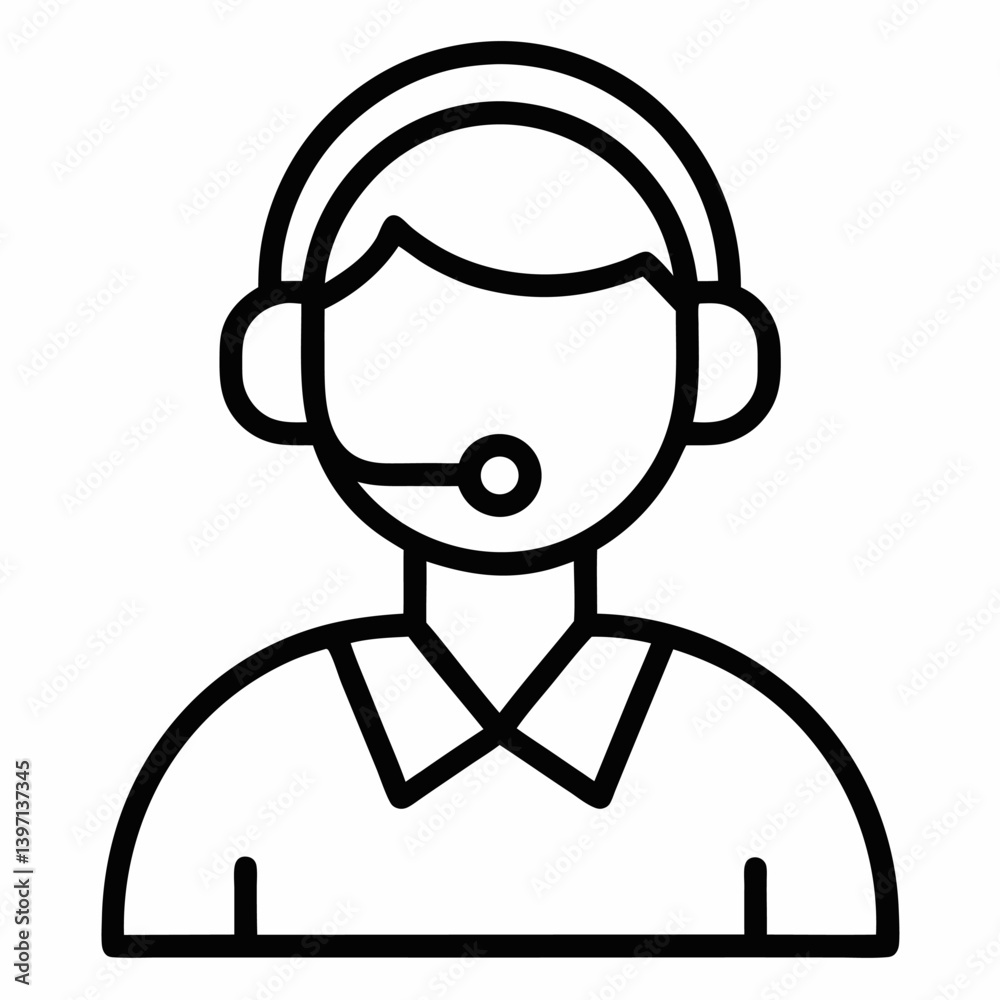 customer support icon outline icon on white background customer support icon outline icon on white background