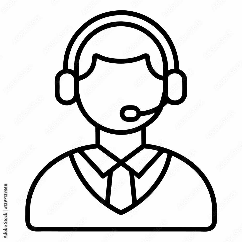 customer support icon outline icon on white background customer support icon outline icon on white background