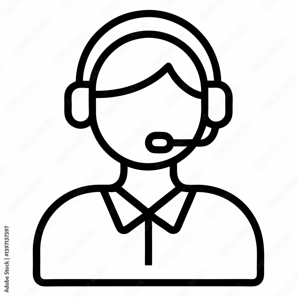 customer support icon outline icon on white background customer support icon outline icon on white background