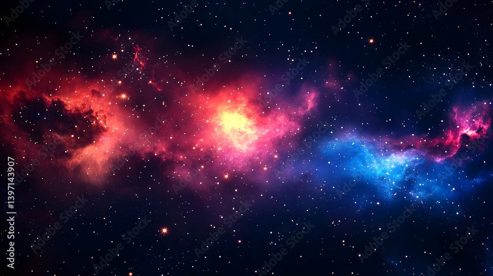 Fototapeta premium Stunning Red and Blue Nebula with Stars in Deep Space Background