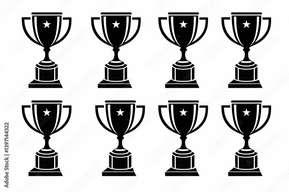 Set of trophy cup icon