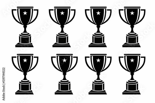 Obraz na płótnie Set of trophy cup icon w salonie