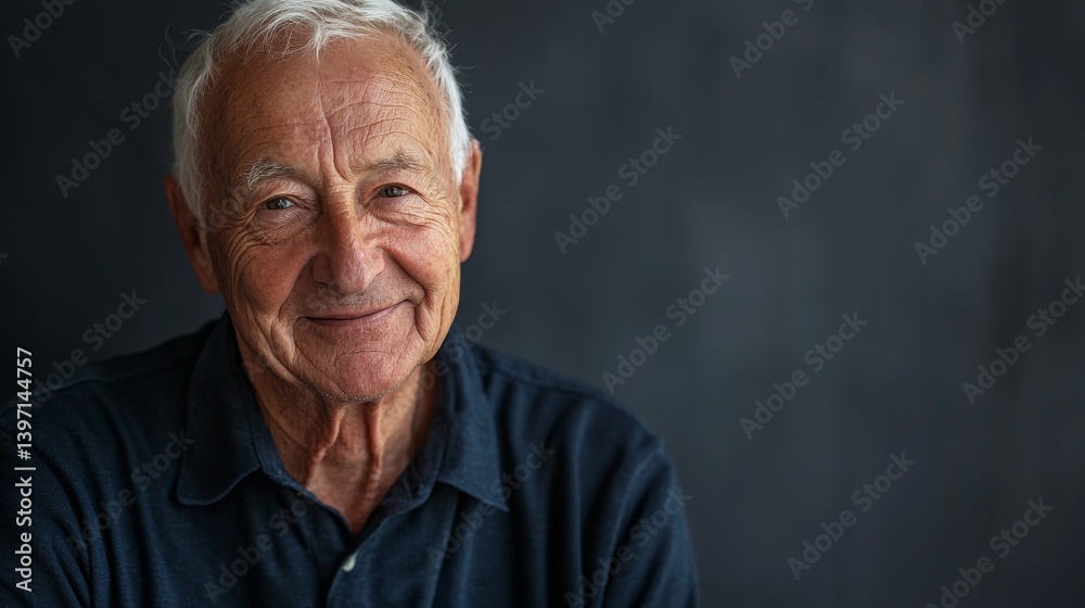 A heartwarming portrait of an elderly man with glasses, smiling warmly and showcasing his wisdom and kindness A heartwarming portrait of an elderly man with glasses, smiling warmly and showcasing his wisdom and kindness