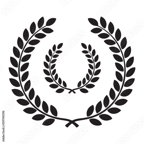 Simple laurel wreath Vector Black silhouettes icon set. Award, success, champion sign. with white background