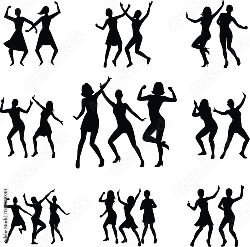 Silhouettes of women dancing