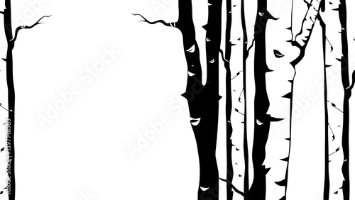 Black and White Illustration of Trees