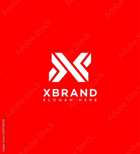 Modern X Letter Logo Design Red Background, White X, Abstract, Geometric, Minimalist, Creative, Profe
