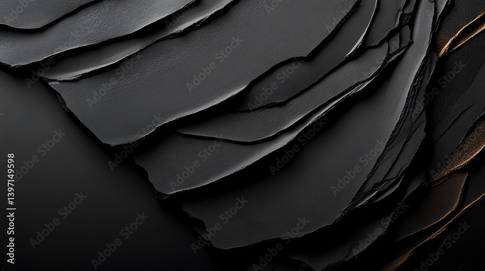 Abstract Dark Slate Texture Black Gold Layers. Abstract Dark Slate Texture Black Gold Layers.