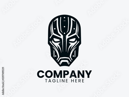 Steel Armor Helmet Logo, Medieval Iron Mask Logo