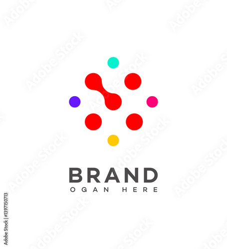 Abstract Colorful Dots Network Brand Logo Design Template