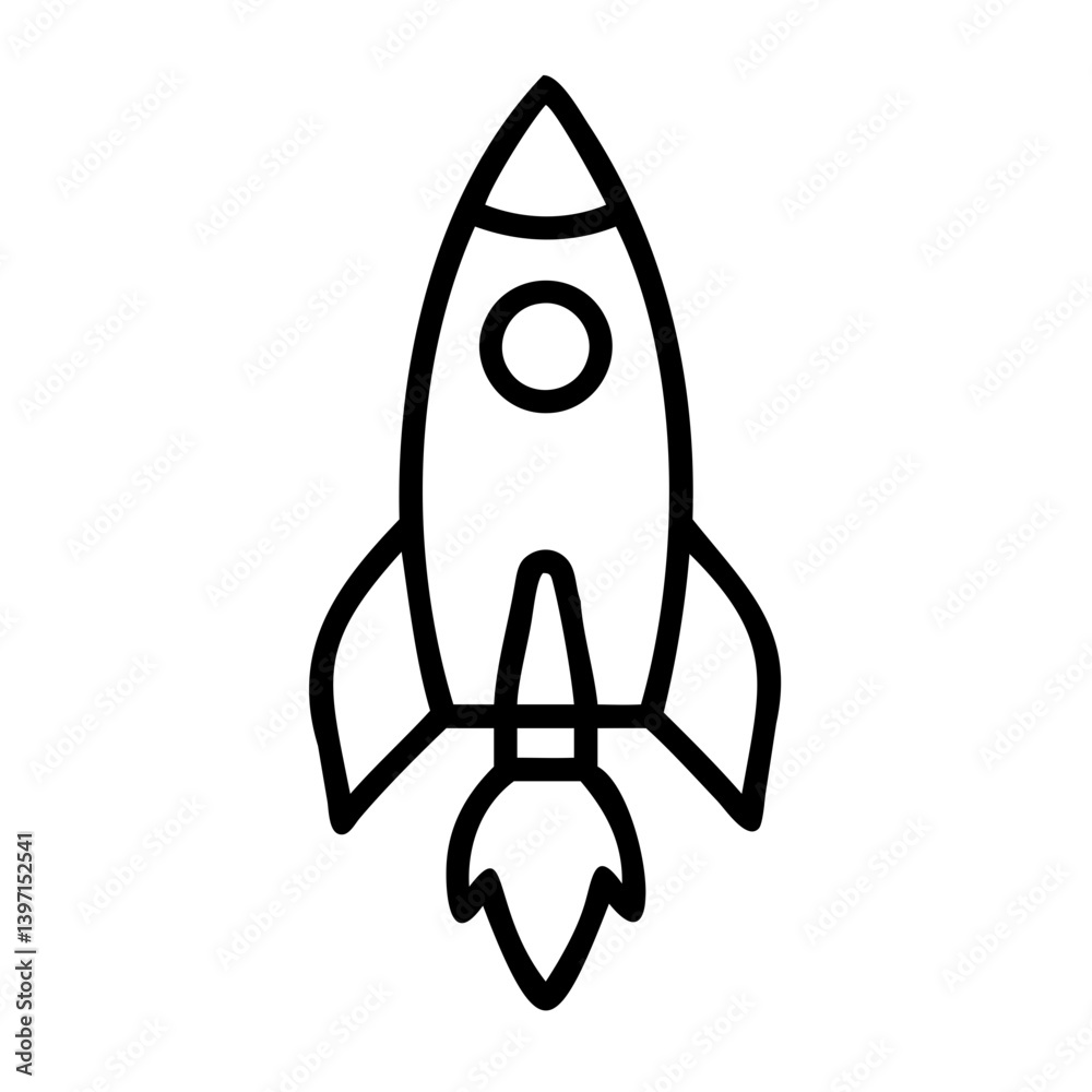 Rocket Icon vector line art isolated on a transparent background Rocket Icon vector line art isolated on a transparent background