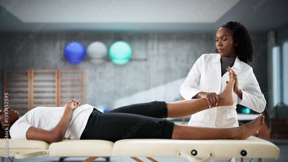Therapeutic Physiotherapy Session With African-American Woman