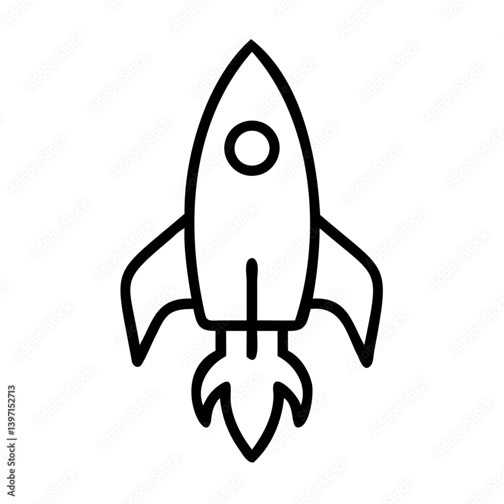 Simple Rocket Line Art Vector High-Resolution Icon on Transparent Background for Web & App UI Simple Rocket Line Art Vector High-Resolution Icon on Transparent Background for Web & App UI