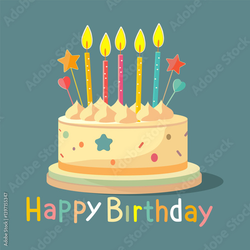 Colorful Birthday Cake with Candles