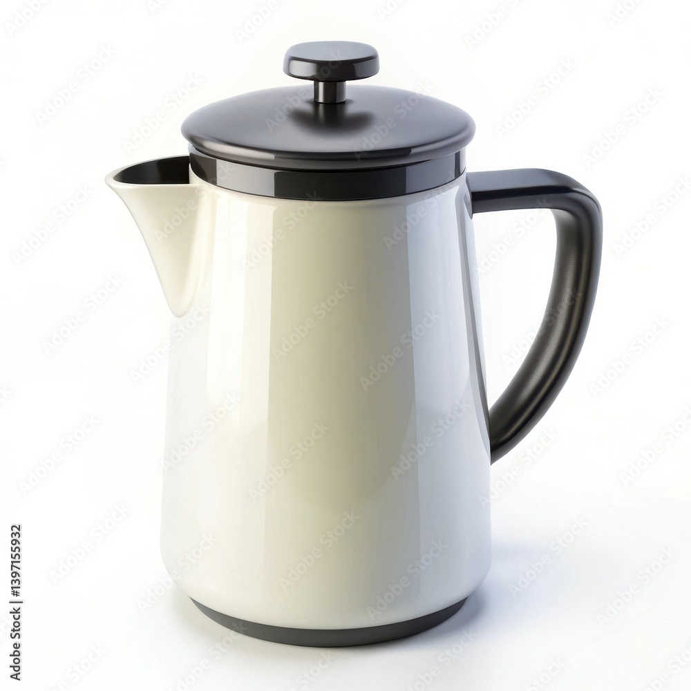 Elegant cream coffee pot dark handle sleek design perfect Elegant cream coffee pot dark handle sleek design perfect