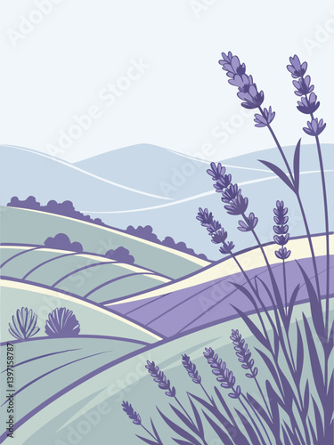 Soft Lavender Garden Vector | Botanical Clipart for Prints and Invitations