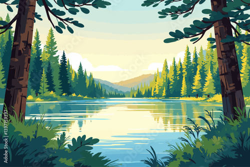 lake arrowhead lake, pine trees 