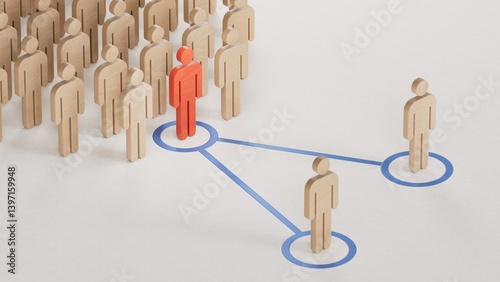 3d illustration of Wooden piece with one pawn replaced by another one. Concept of succession planning and leader or senior manager replacement.
