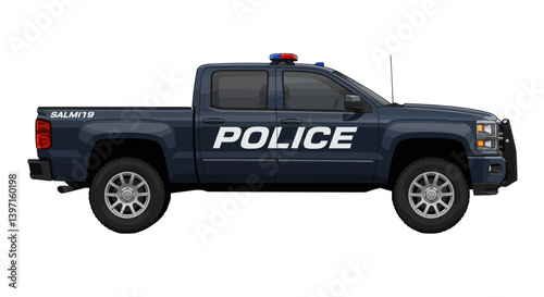 Police Pickup Truck Vehicle Cartoon Toy No Background Vector Transparent 