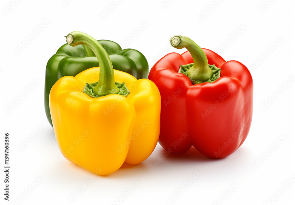 Trio of Bell Peppers Isolated with Clean Background Trio of Bell Peppers Isolated with Clean Background