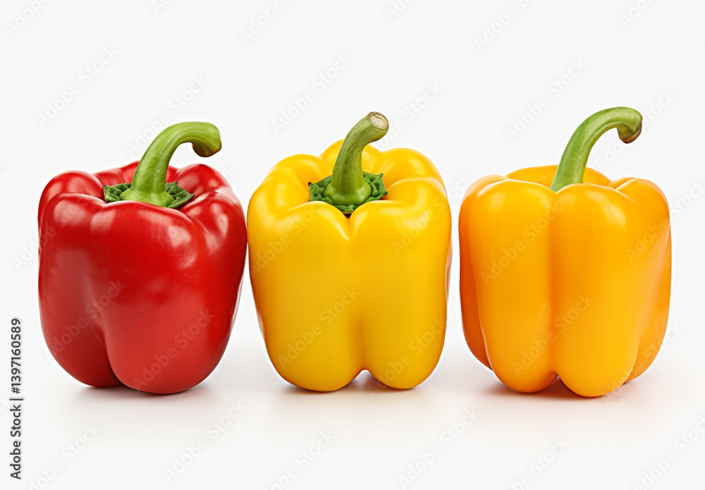 Colorful Bell Peppers Trio with Clipping Path Colorful Bell Peppers Trio with Clipping Path