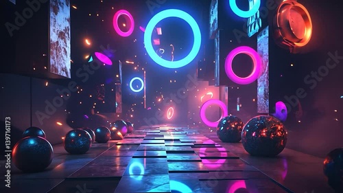 Neon Geometric Corridor