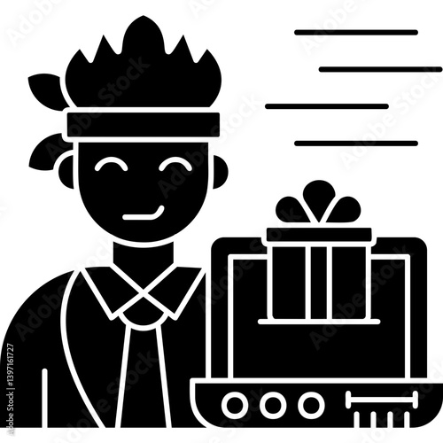 Online Gift Icon Vector Element