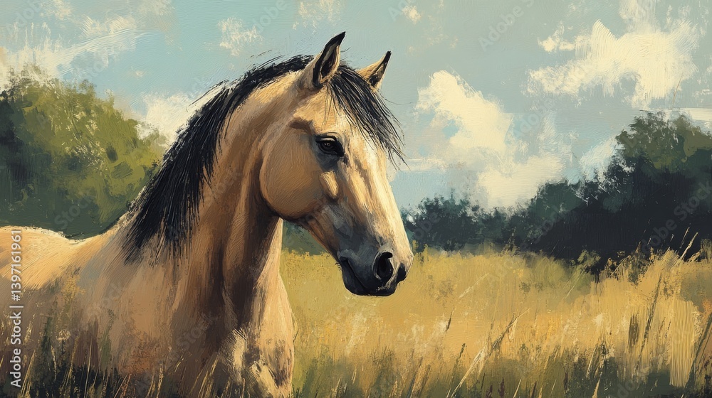 Obraz premium An acrylic brush-painted portrait horse