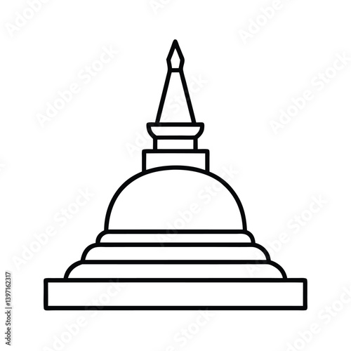 Stupa Outline Illustration Simple Buddhist Architecture Asian Building Isolated Vector Design