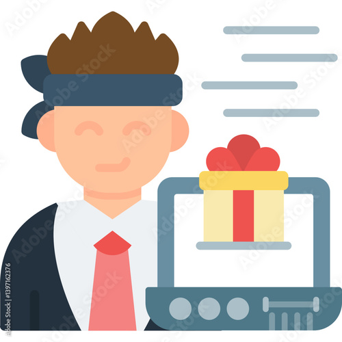 Online Gift Icon Vector Element