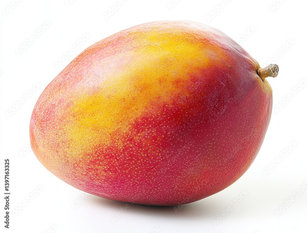 Fresh and Juicy Mango with Vibrant Yellow and Red Skin, Perfectly Ripe, Isolated on White Background for Healthy Eating and Tropical Flavor Concepts Fresh and Juicy Mango with Vibrant Yellow and Red Skin, Perfectly Ripe, Isolated on White Background for Healthy Eating and Tropical Flavor Concepts