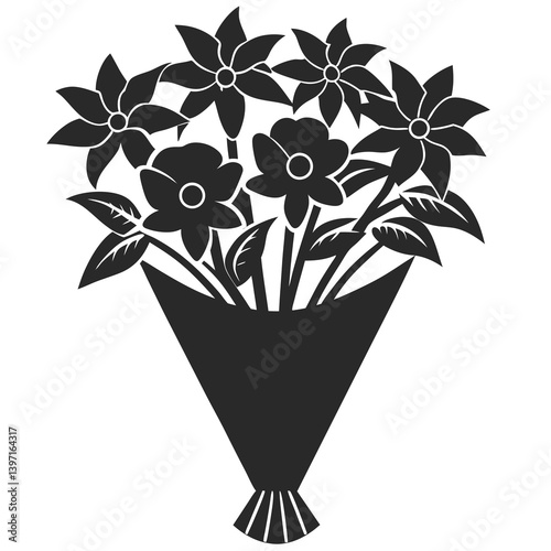 Flower bouquet icon silhouette vector illustration
