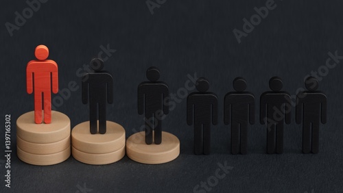 Wallpaper Mural reden Wooden piece.Customer Lifecycle Management concept.3D rendering on black background. Torontodigital.ca