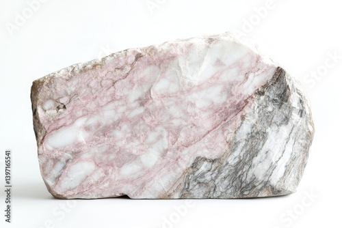 A slab of pink and gray marbled stone.