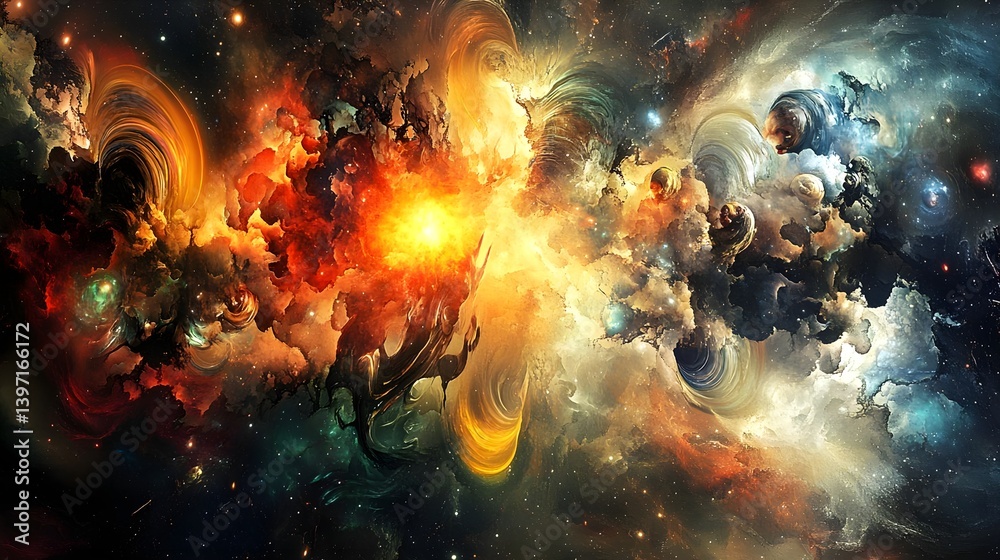 Fototapeta premium Surreal Digital Artwork Portraying an Ethereal Cosmic Scene