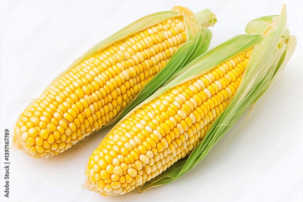 corn on the cob on white background, generated AI corn on the cob on white background, generated AI